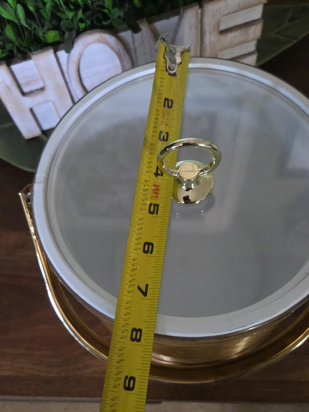 Mid Century Modern Brushed Gold Insulated Ice Bucket Acrylic Lid Retro Barware